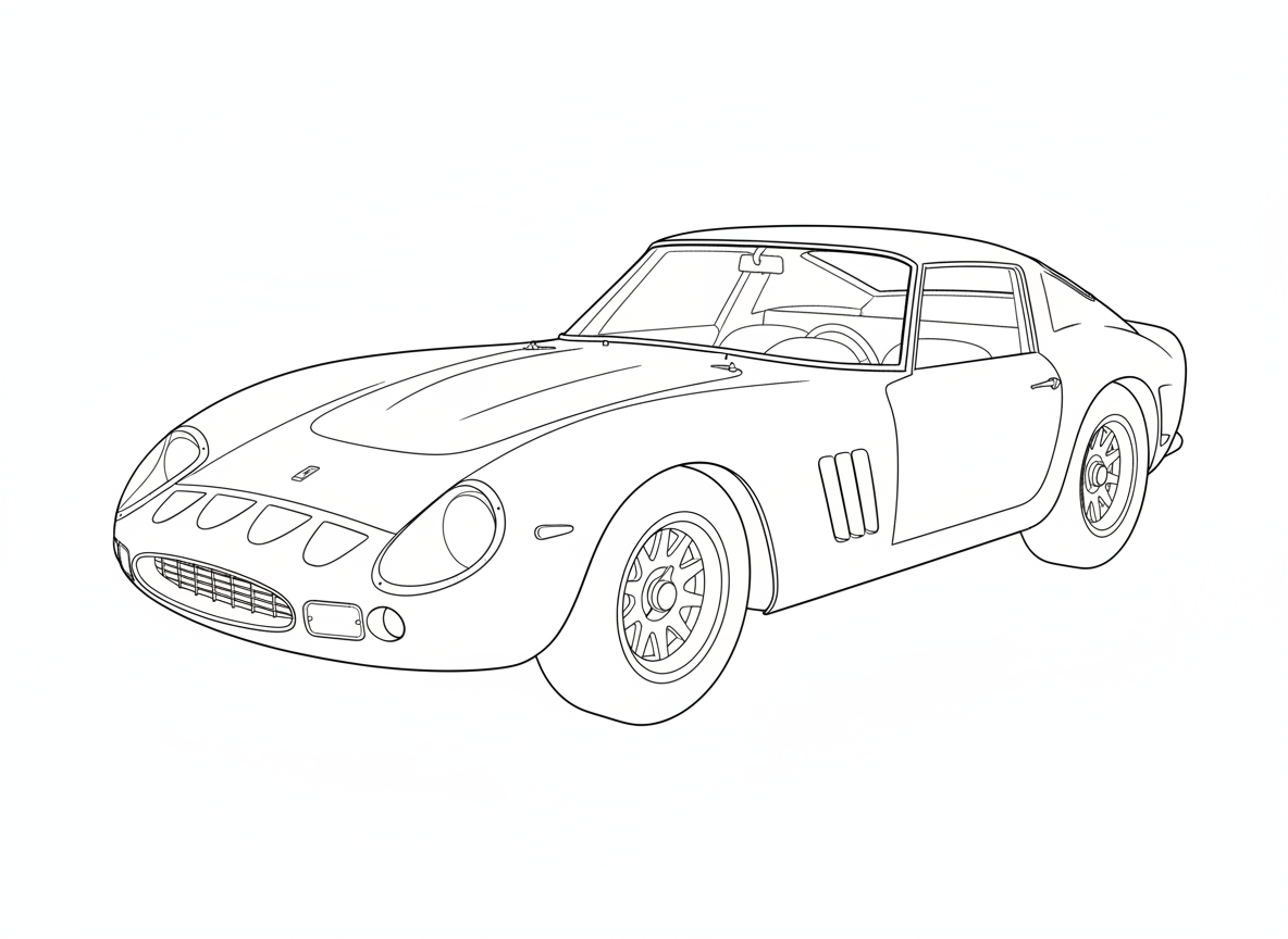 Firefly_Gemini Flash_gerar desenho para colorir preto e branco sem texto e fundo branco- Ferrari 250 GTO [ 478316