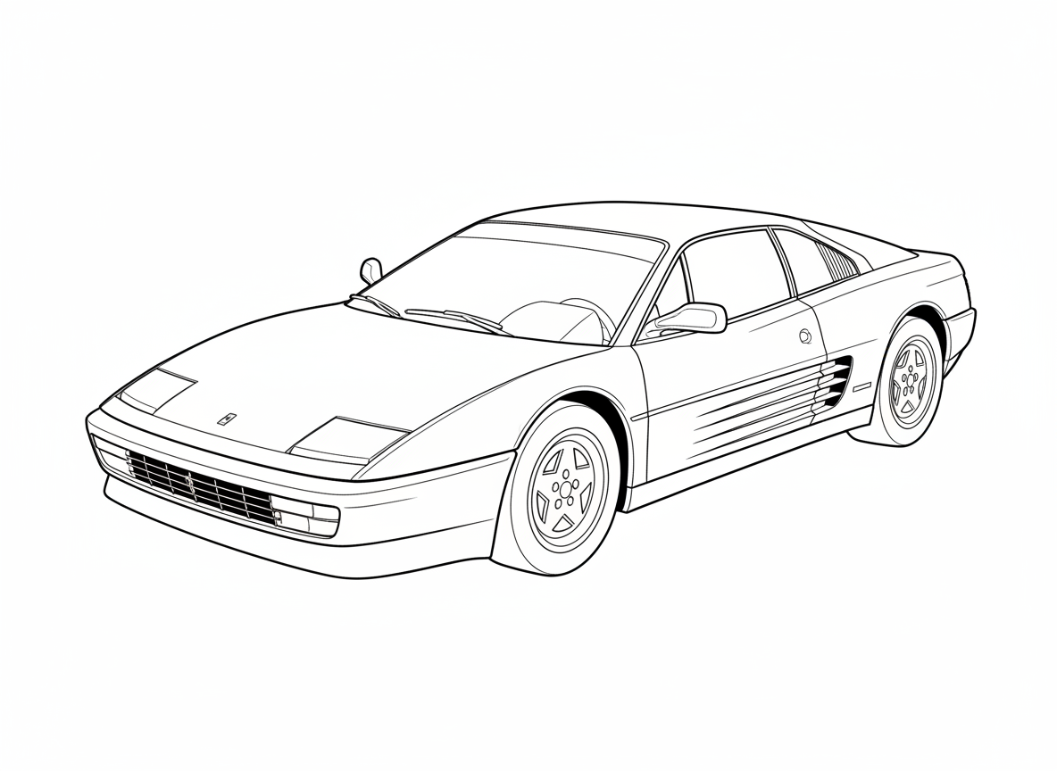 Firefly_Gemini Flash_gerar desenho para colorir preto e branco sem texto e fundo branco- Ferrari 512 TR [p 478316